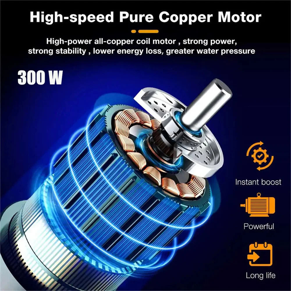 Cordless 300W High-Pressure Car Washer – 30Bar, 12000mAh, Foam Gun