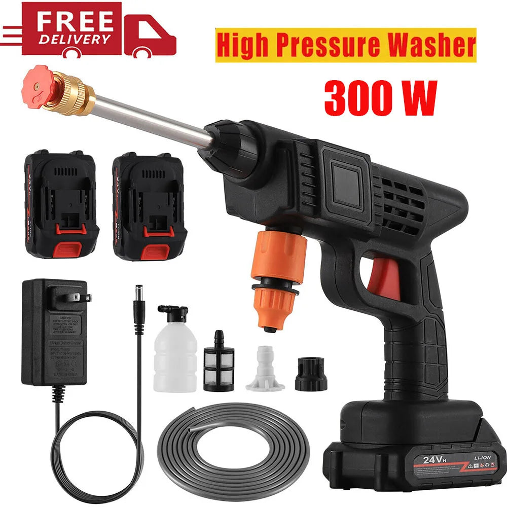 Cordless 300W High-Pressure Car Washer – 30Bar, 12000mAh, Foam Gun